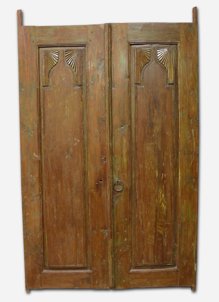 Antique Javanese Teak Doors (25"W x 75.5"H x 1"Th)