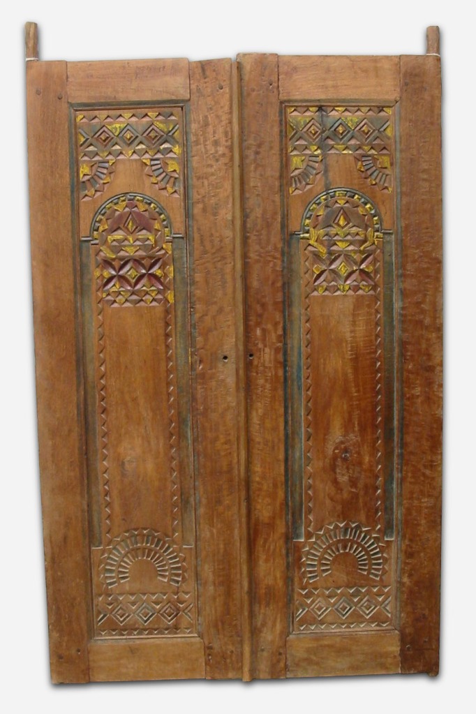 Old Painted Doors, Solid Teak (27"W x 68.5"H x 1.25"Th)