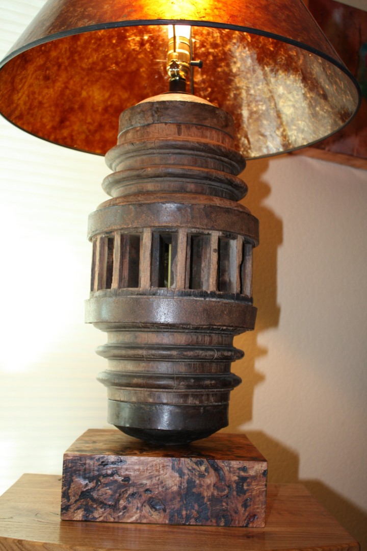 Old wagon wheel lamp